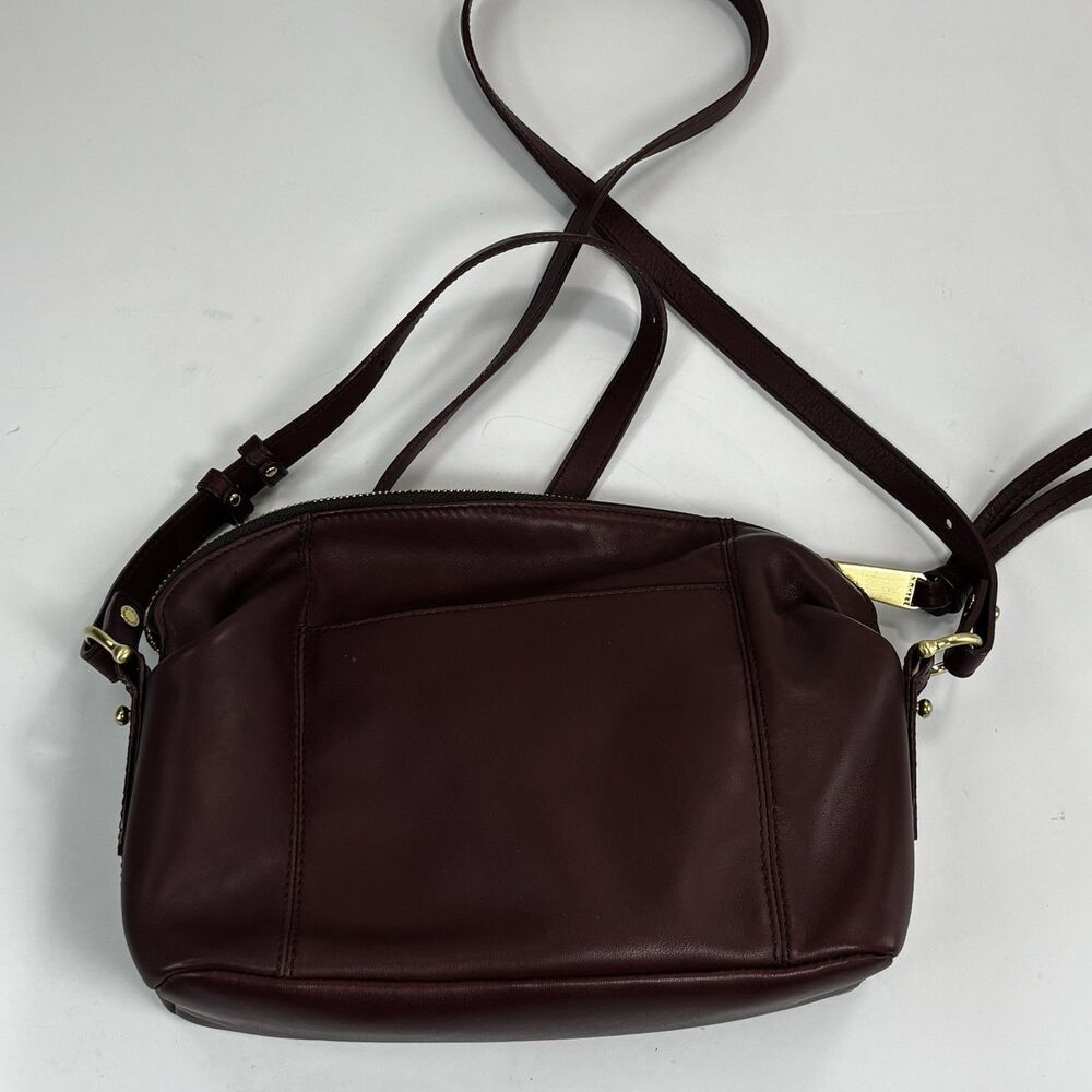Vintage Brahmin Bag Smooth Burgundy Leather Purse Authentic Gold Ship Logo Soft - Picture 6 of 16